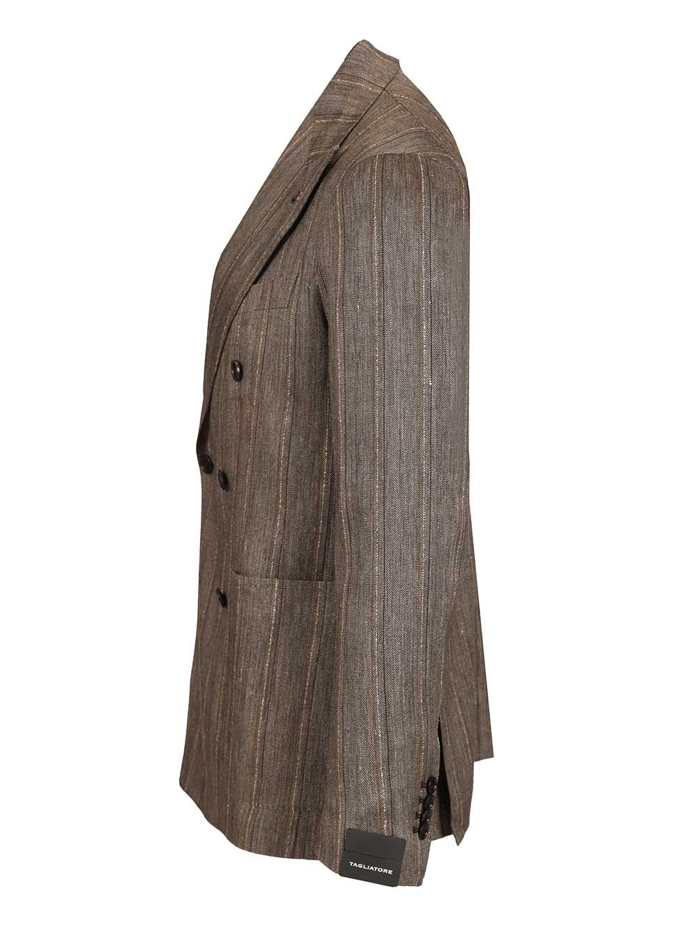 Monecarlo double-breasted suit in linen blend Brown Dress
