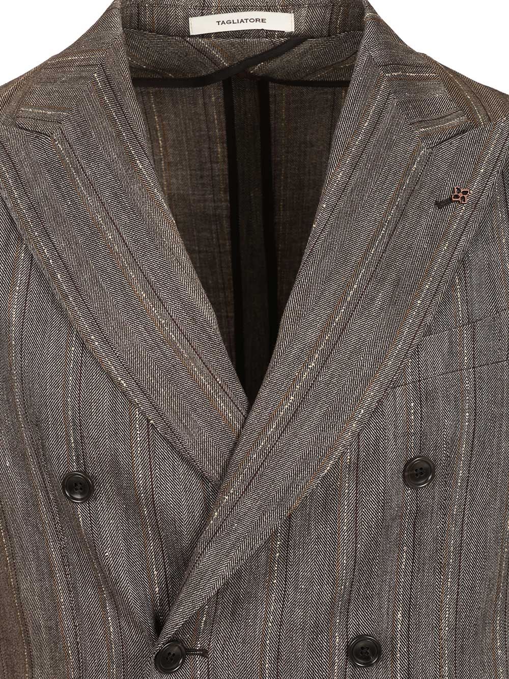 Monecarlo double-breasted suit in linen blend Brown Dress