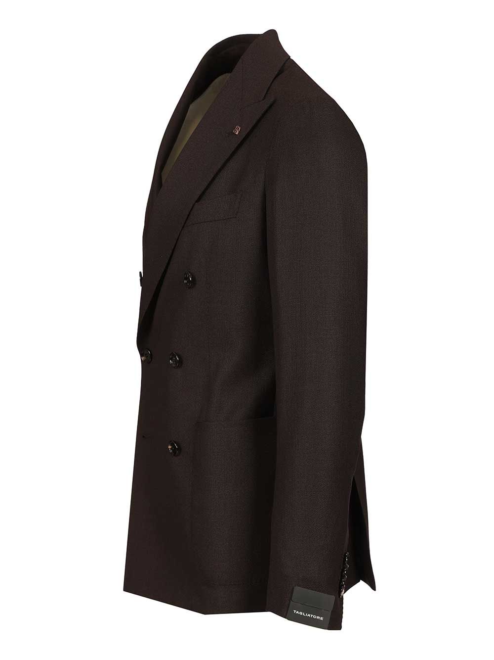 Double-Breasted Blazer Brown Lana Elastane Jacket