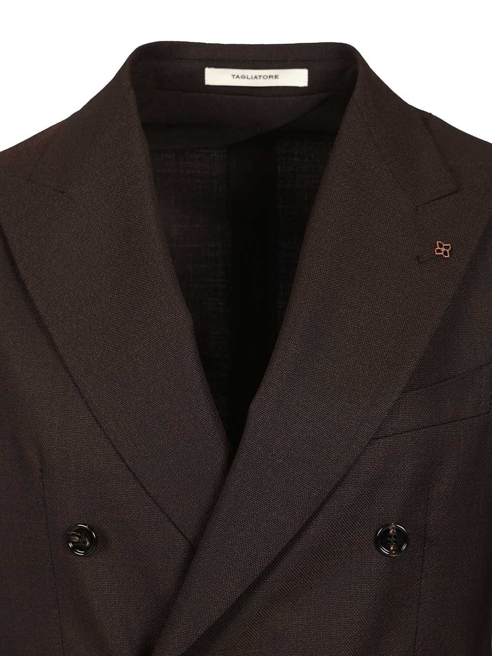 Double-Breasted Blazer Brown Lana Elastane Jacket