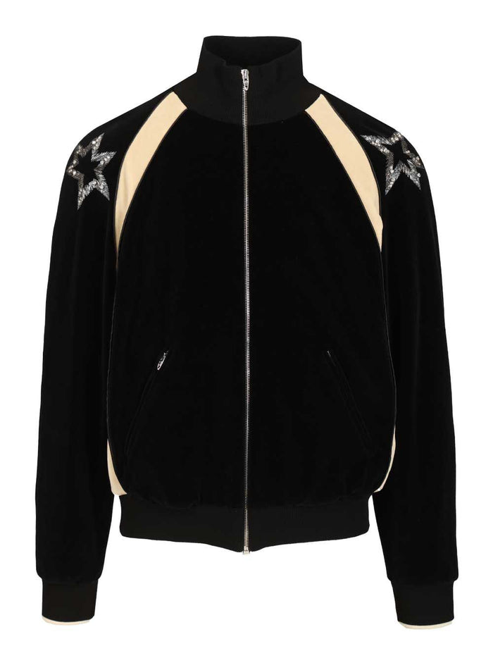 Cotton blend velvet sports jacket Black