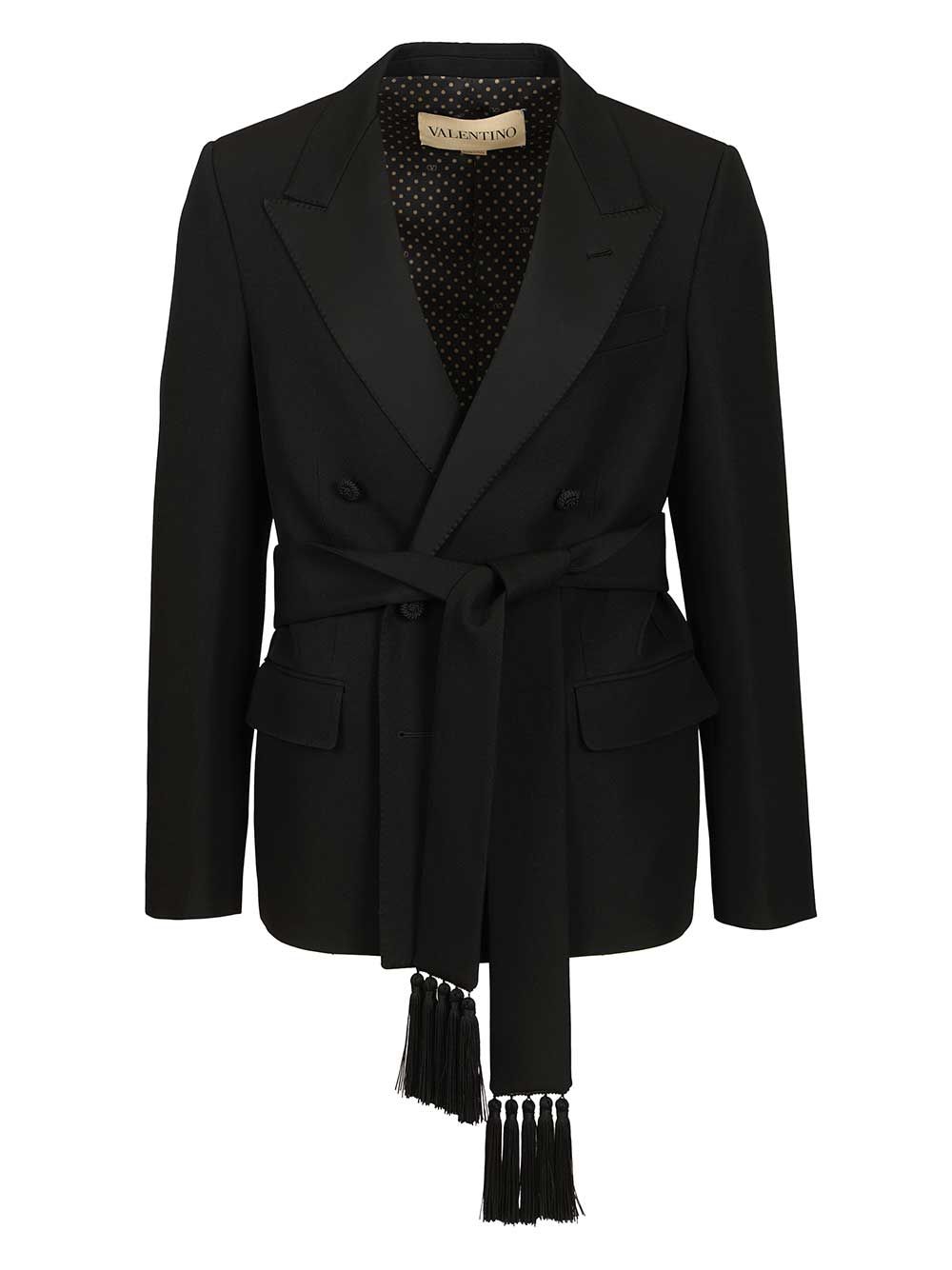 Virgin wool blazer with belt Black Jacket
