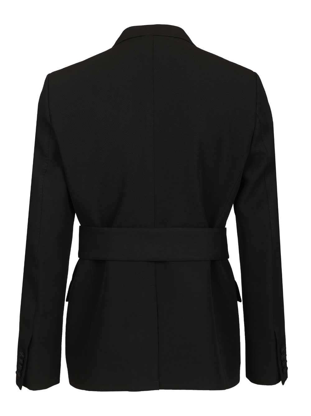 Virgin wool blazer with belt Black Jacket