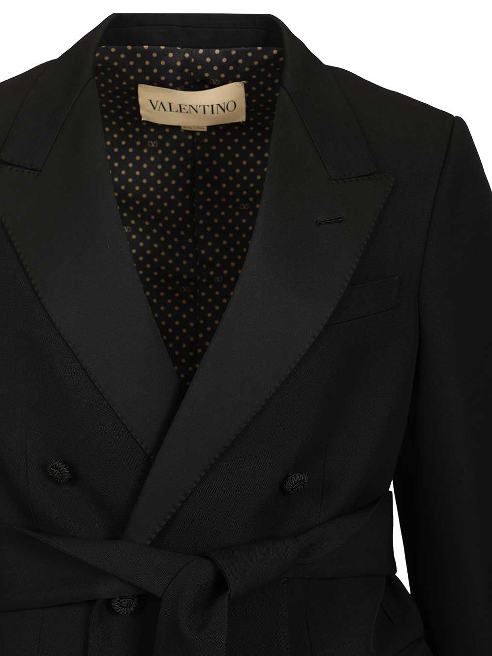 Virgin wool blazer with belt Black Jacket