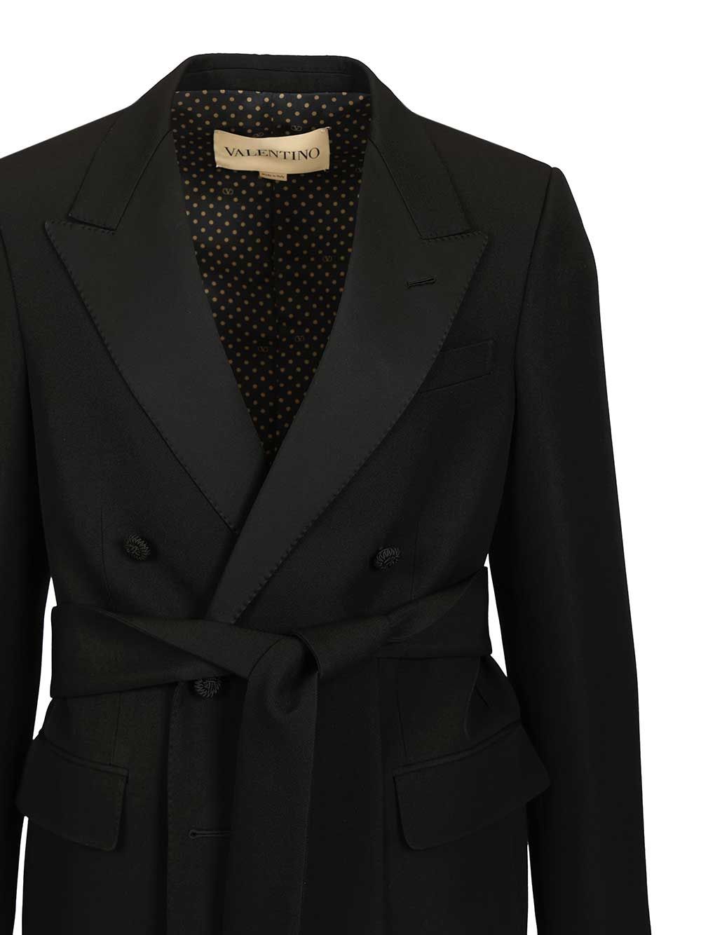Virgin wool blazer with belt Black Jacket