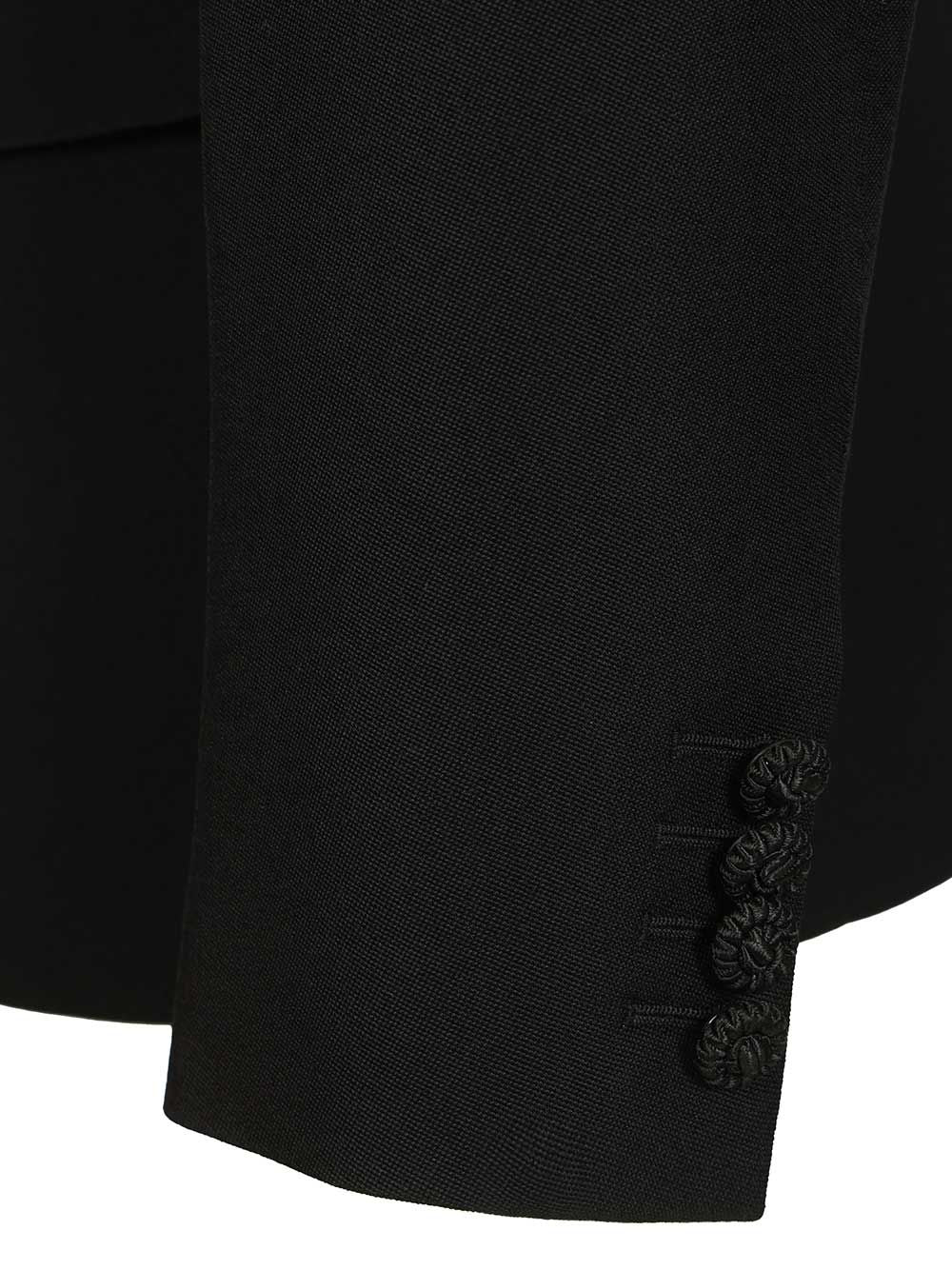 Virgin wool blazer with belt Black Jacket