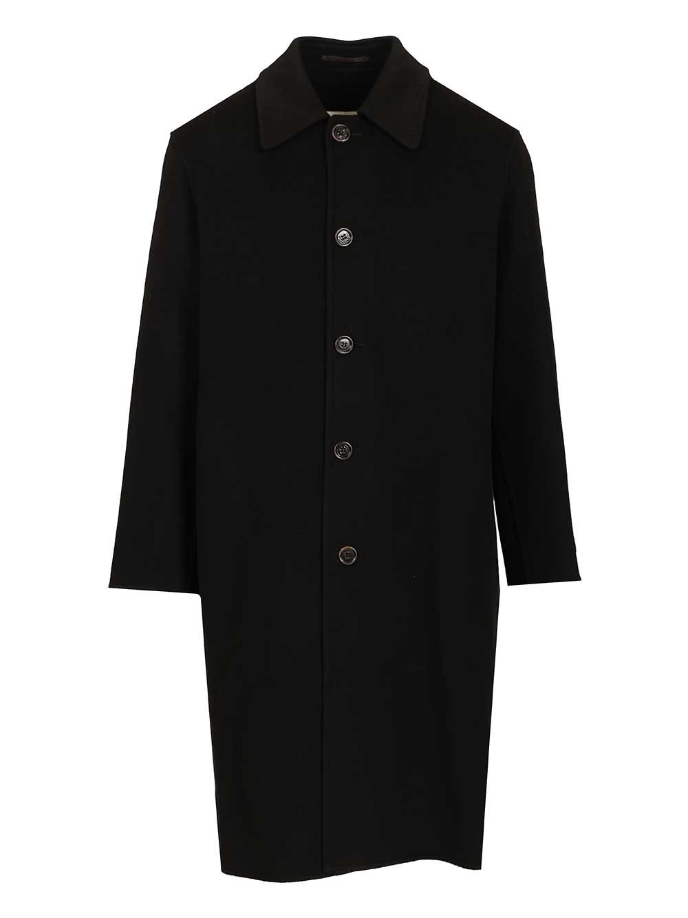 Single-breasted wool coat Black