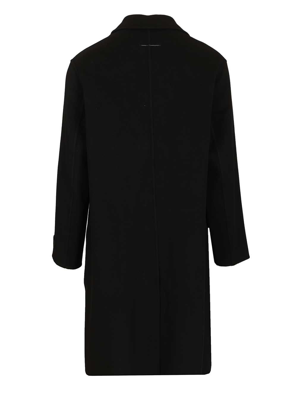 Single-breasted wool coat Black