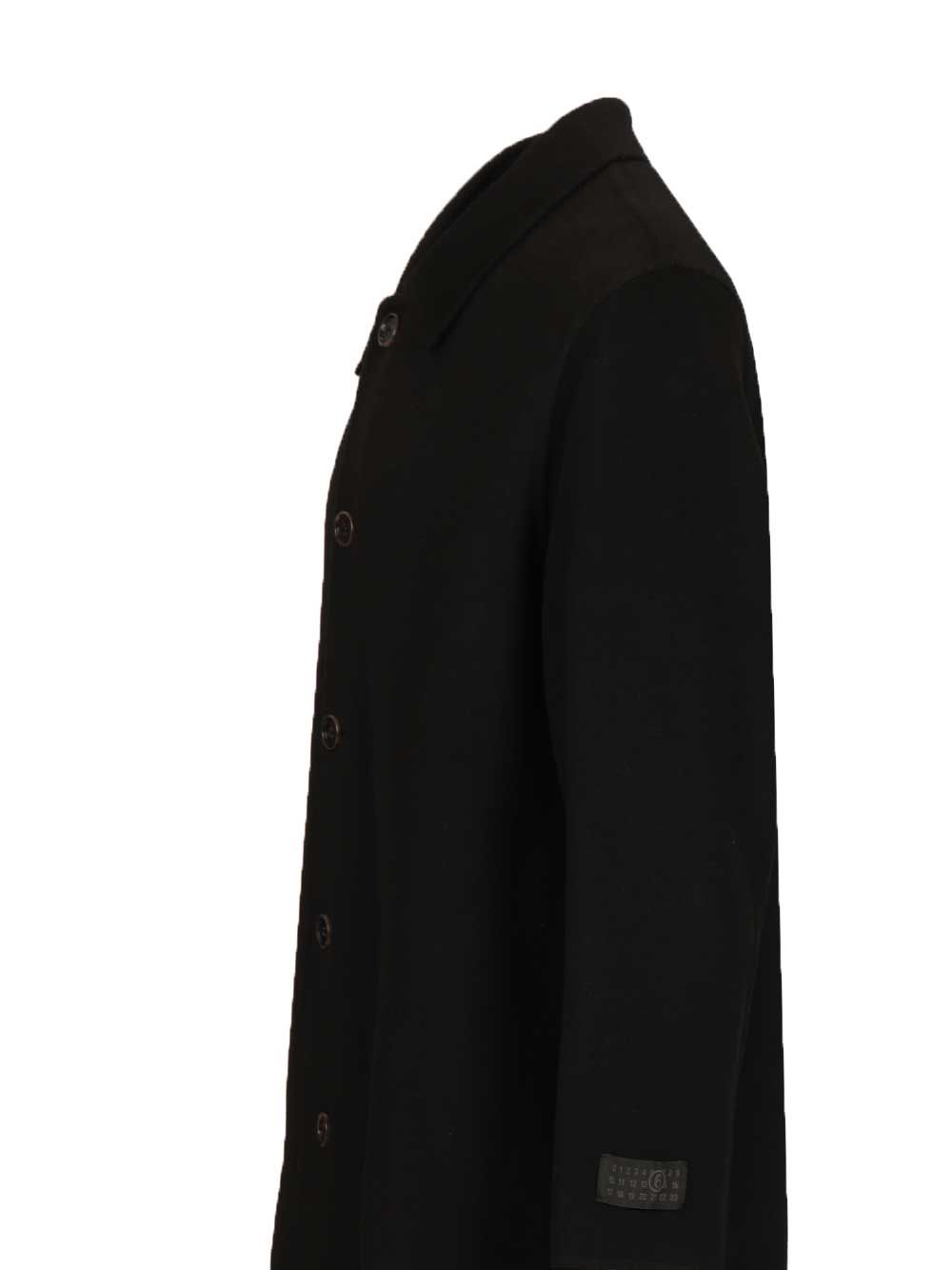 Single-breasted wool coat Black