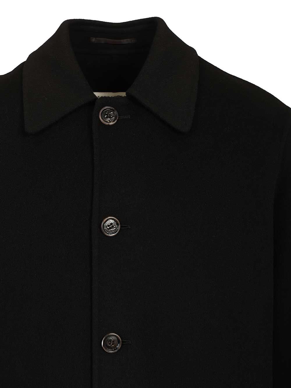 Single-breasted wool coat Black