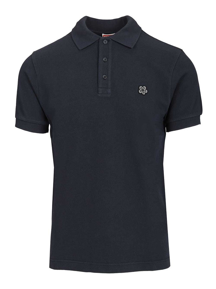 Boke flower polo shirt Blue Cotton