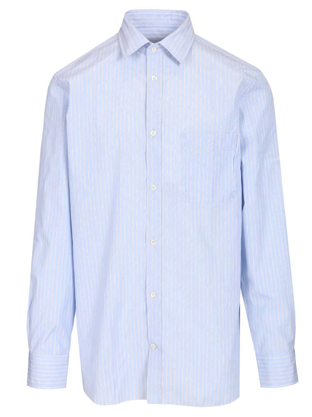 Tailored Striped Cotton Shirt Blue