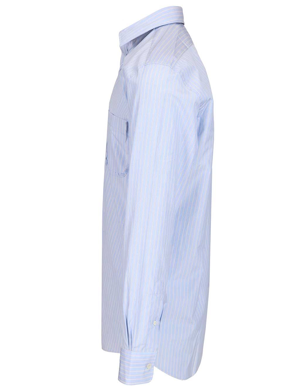 Tailored Striped Cotton Shirt Blue