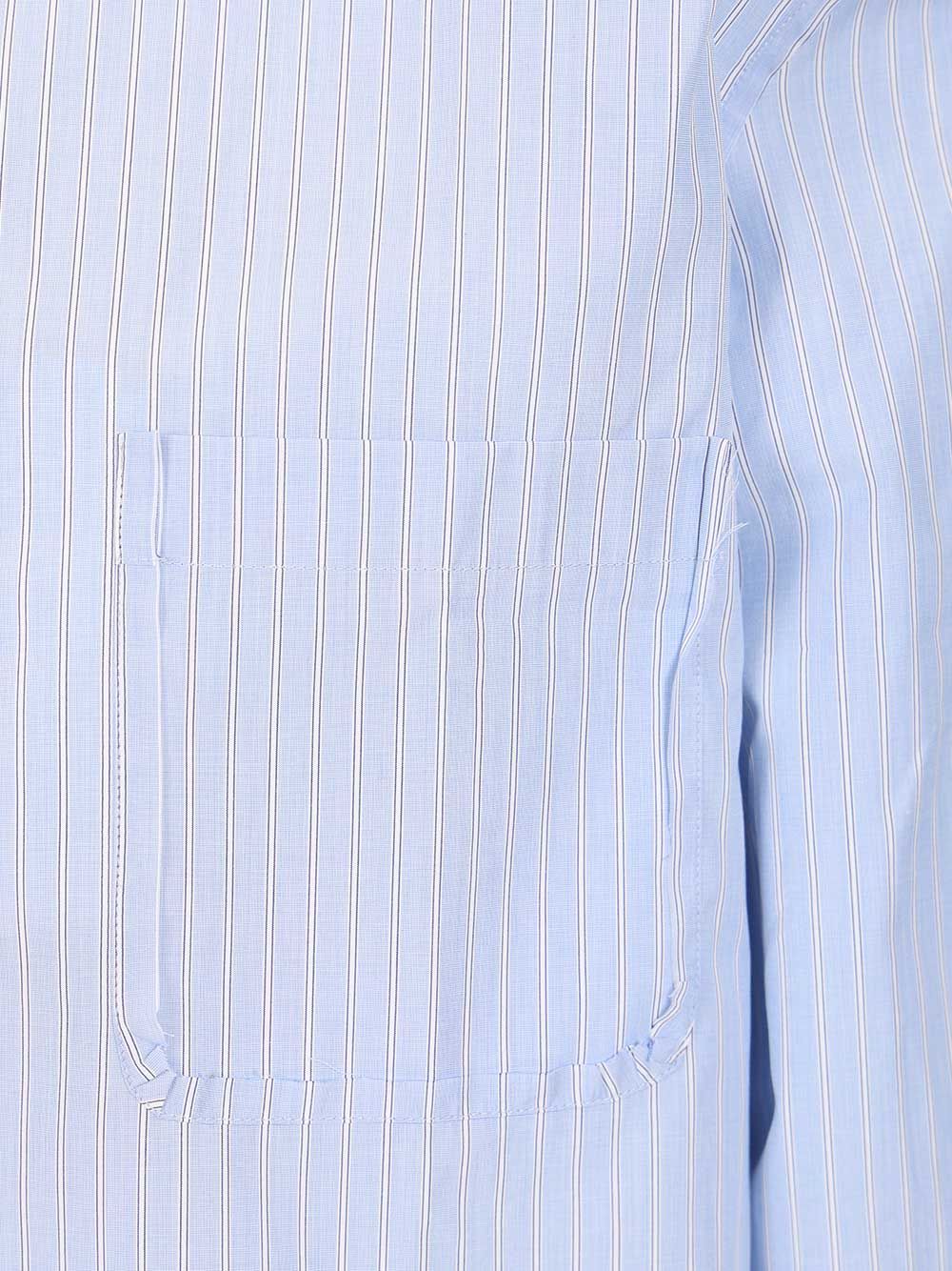 Tailored Striped Cotton Shirt Blue