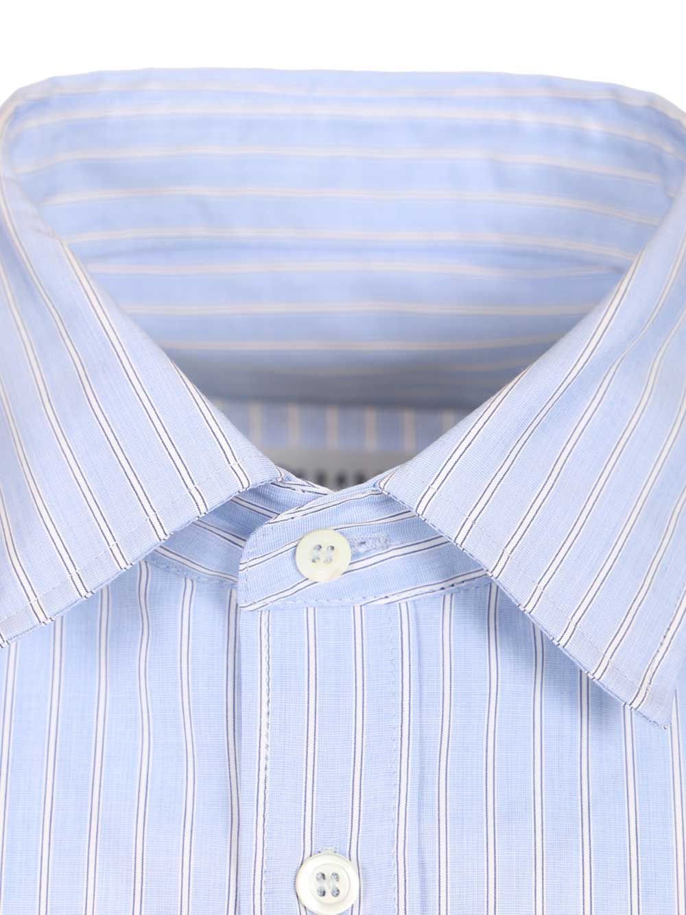 Tailored Striped Cotton Shirt Blue