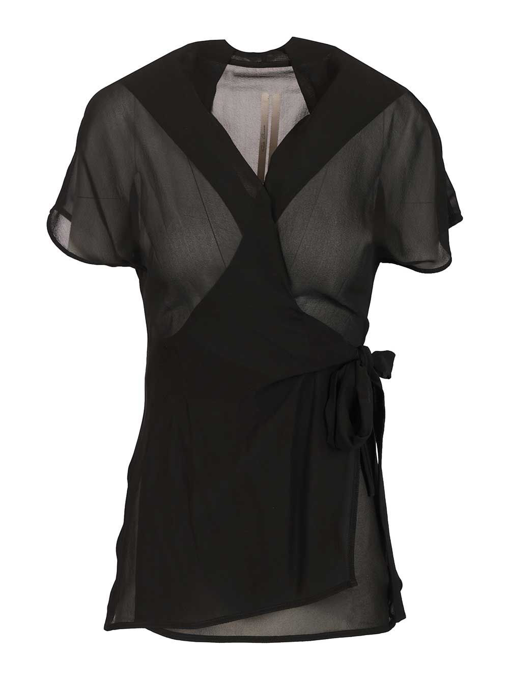Laura Silk Wrap Top Black Tops