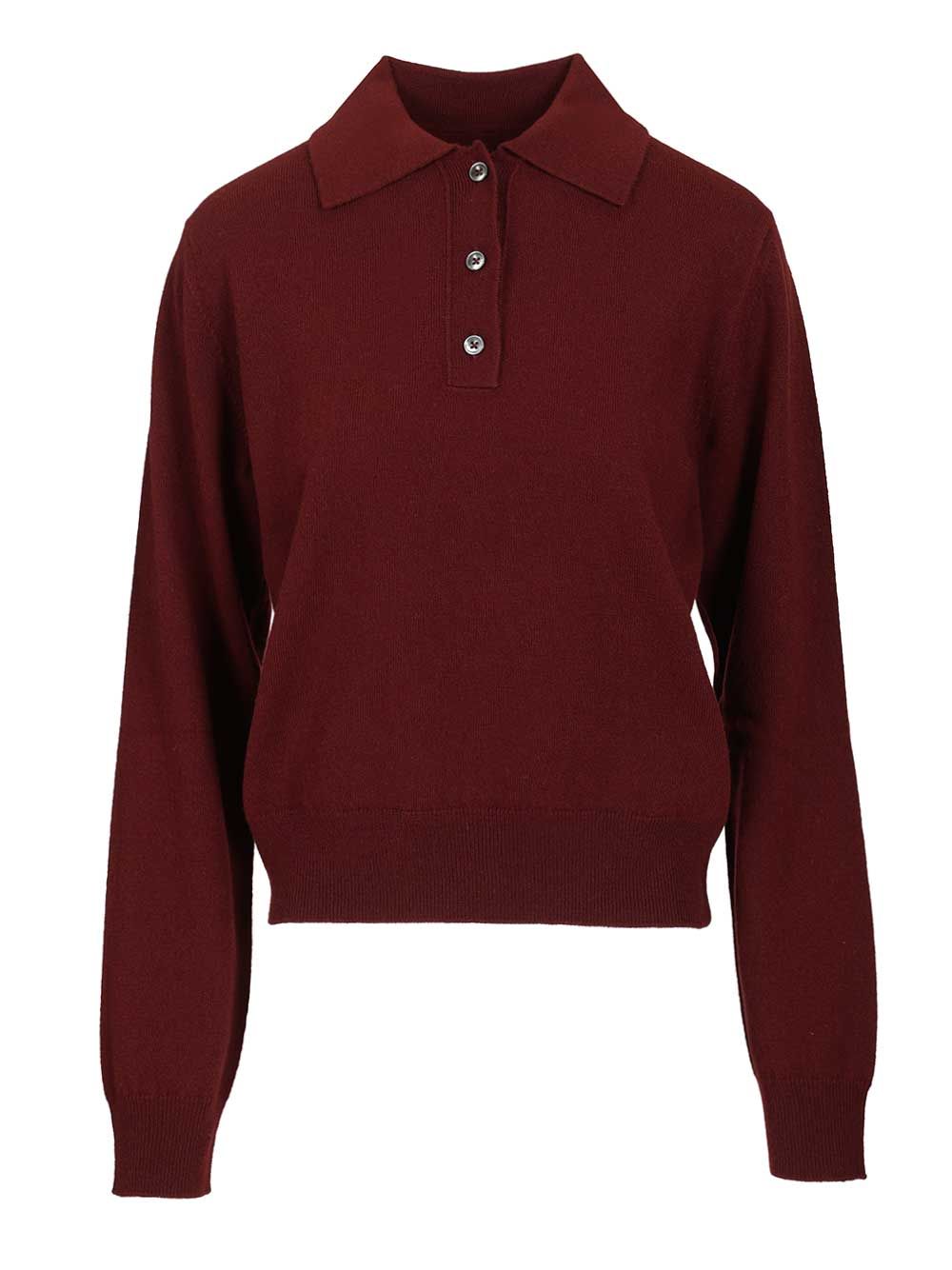 Wool Polo Shirt Bordeaux
