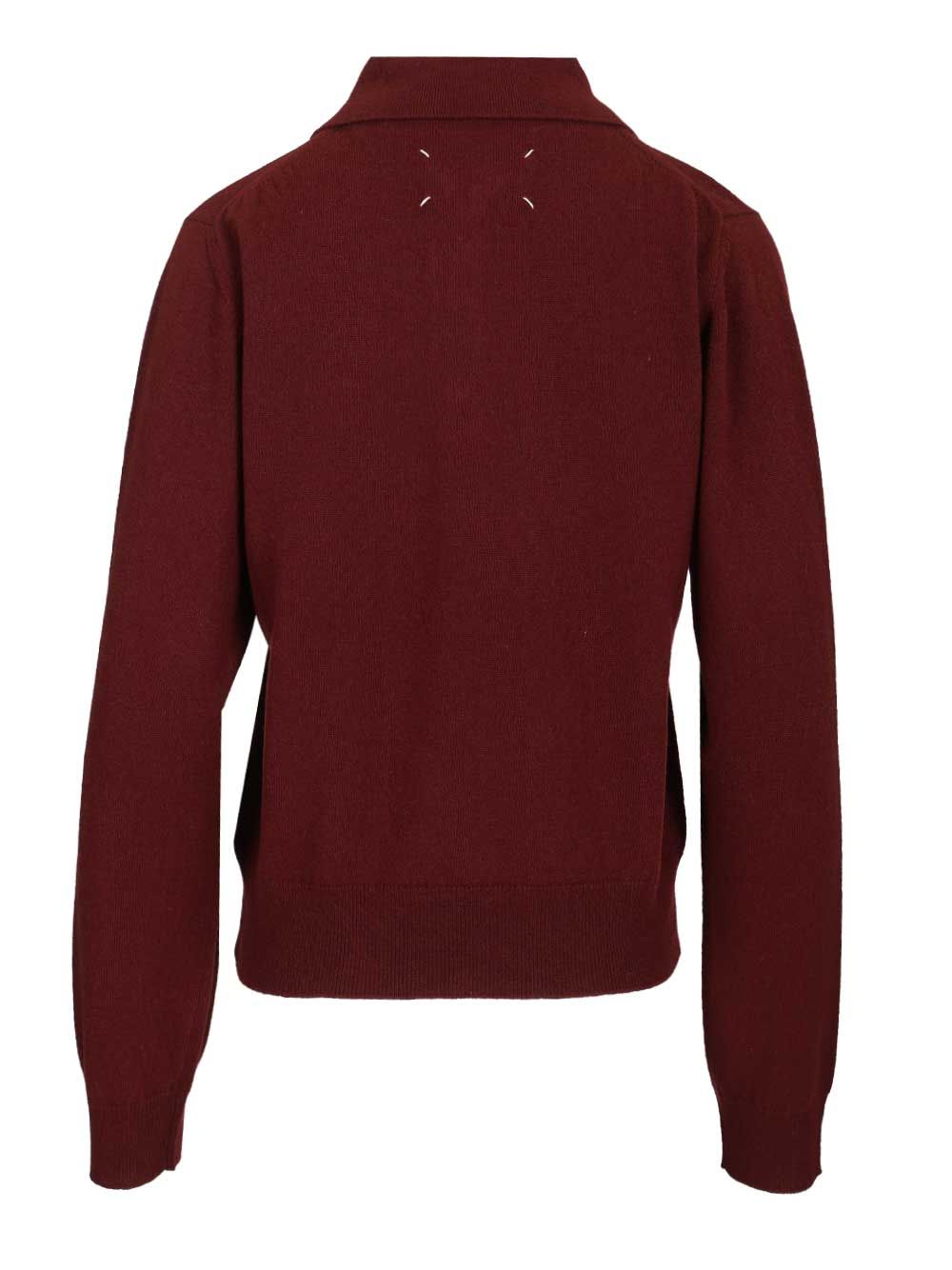 Wool Polo Shirt Bordeaux