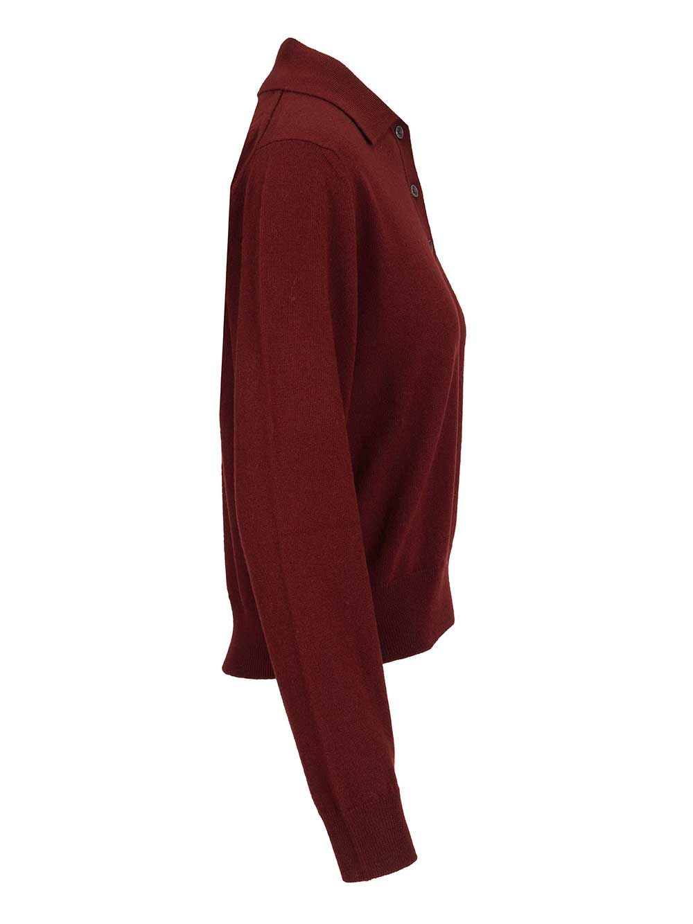 Wool Polo Shirt Bordeaux