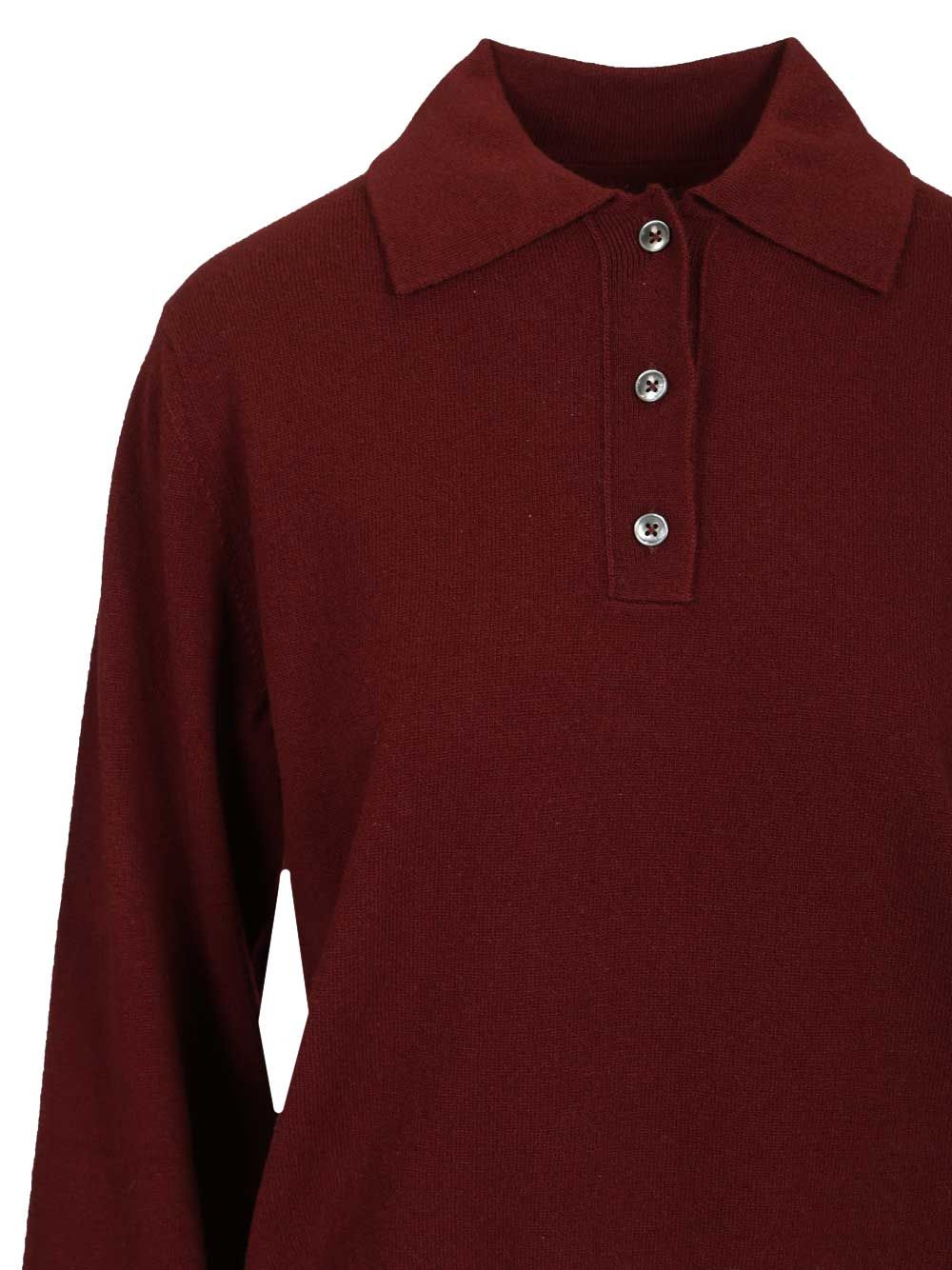 Wool Polo Shirt Bordeaux