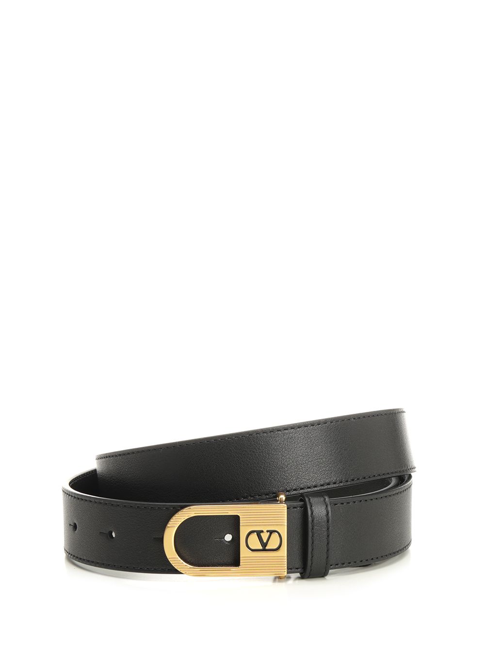 Vlogo Signature Leather Belt Black Calf Skin