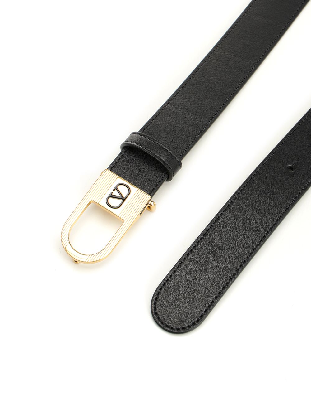 Vlogo Signature Leather Belt Black Calf Skin