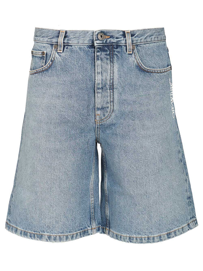 Half Arrow Denim Shorts Light Blue Cotton Trousers