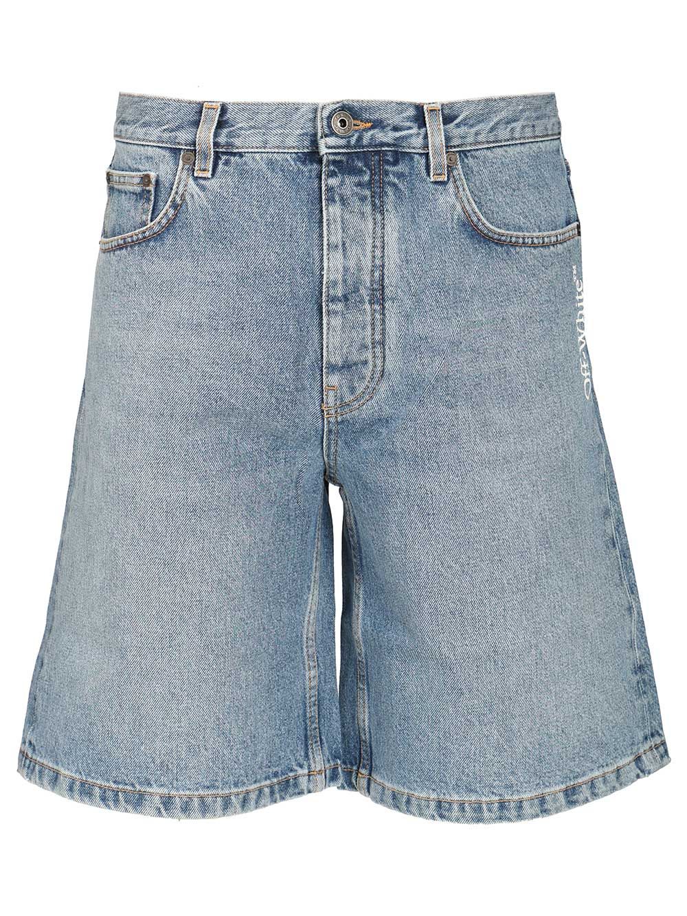Half Arrow Denim Shorts Light Blue Cotton Trousers