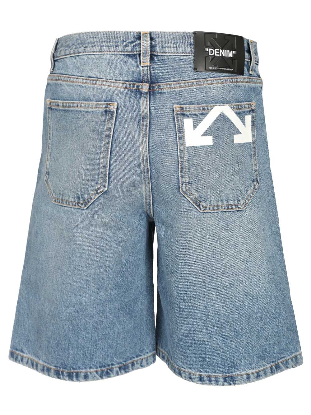 Half Arrow Denim Shorts Light Blue Cotton Trousers