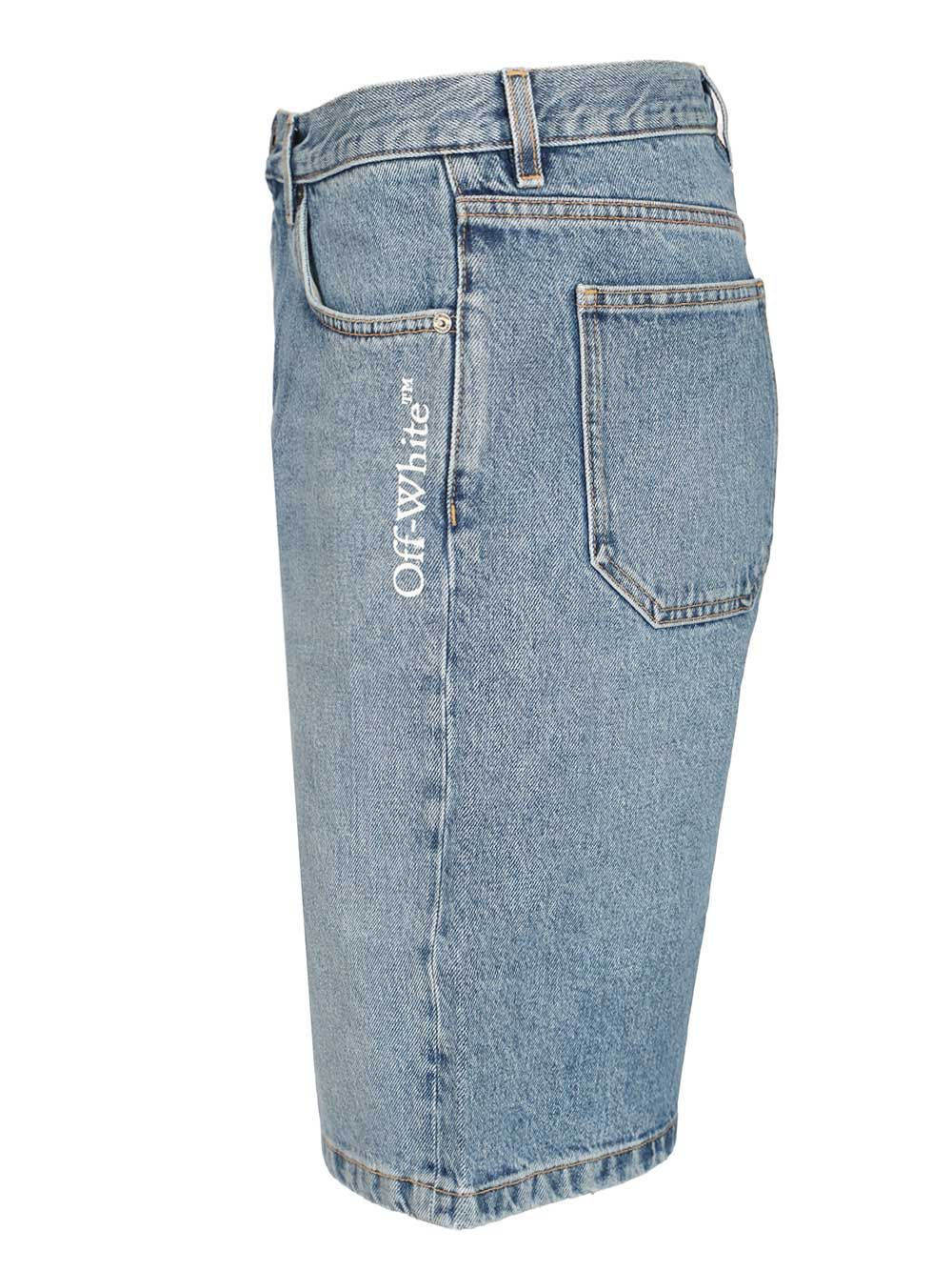 Half Arrow Denim Shorts Light Blue Cotton Trousers