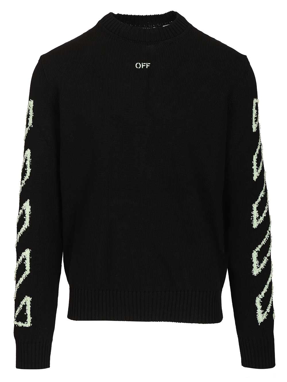 Arrow Embroidery Sweater Black Cotton Knitwear
