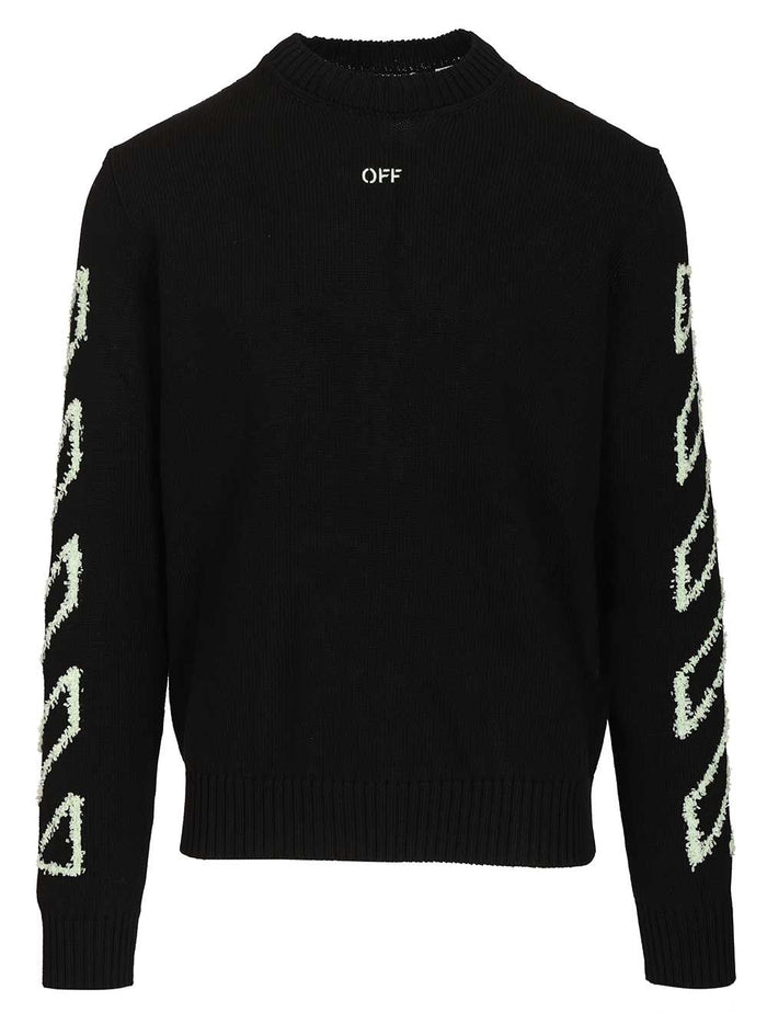 Arrow Embroidery Sweater Black Cotton Knitwear