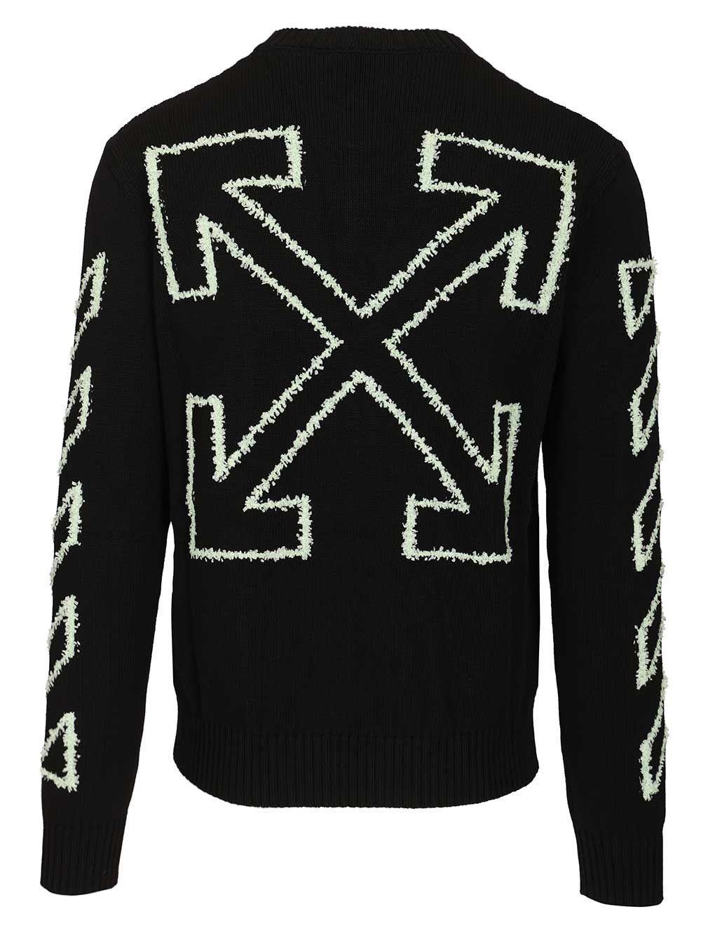 Arrow Embroidery Sweater Black Cotton Knitwear