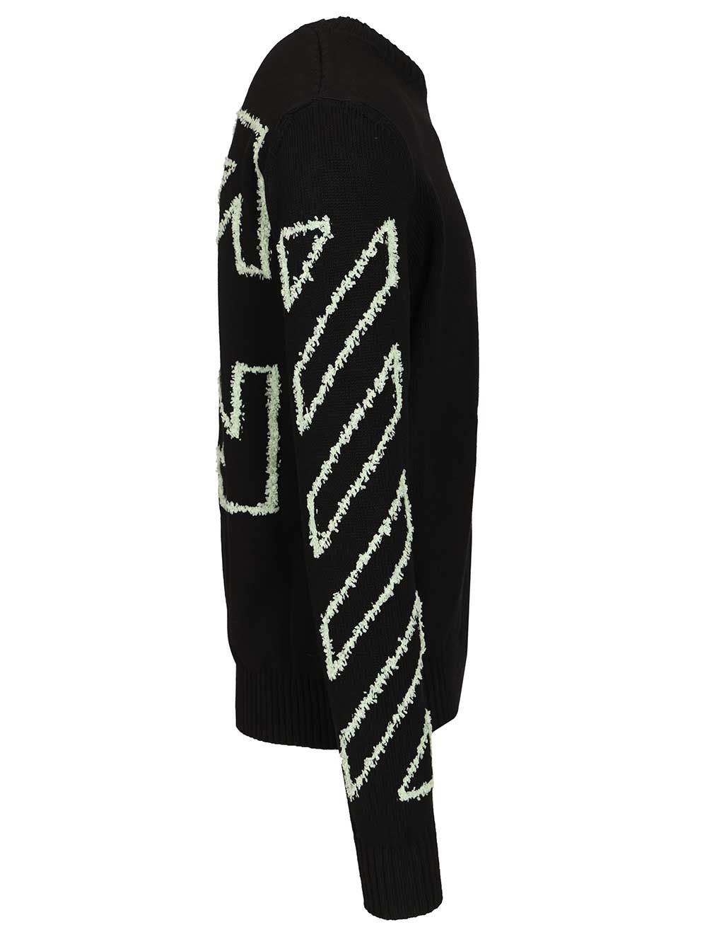 Arrow Embroidery Sweater Black Cotton Knitwear