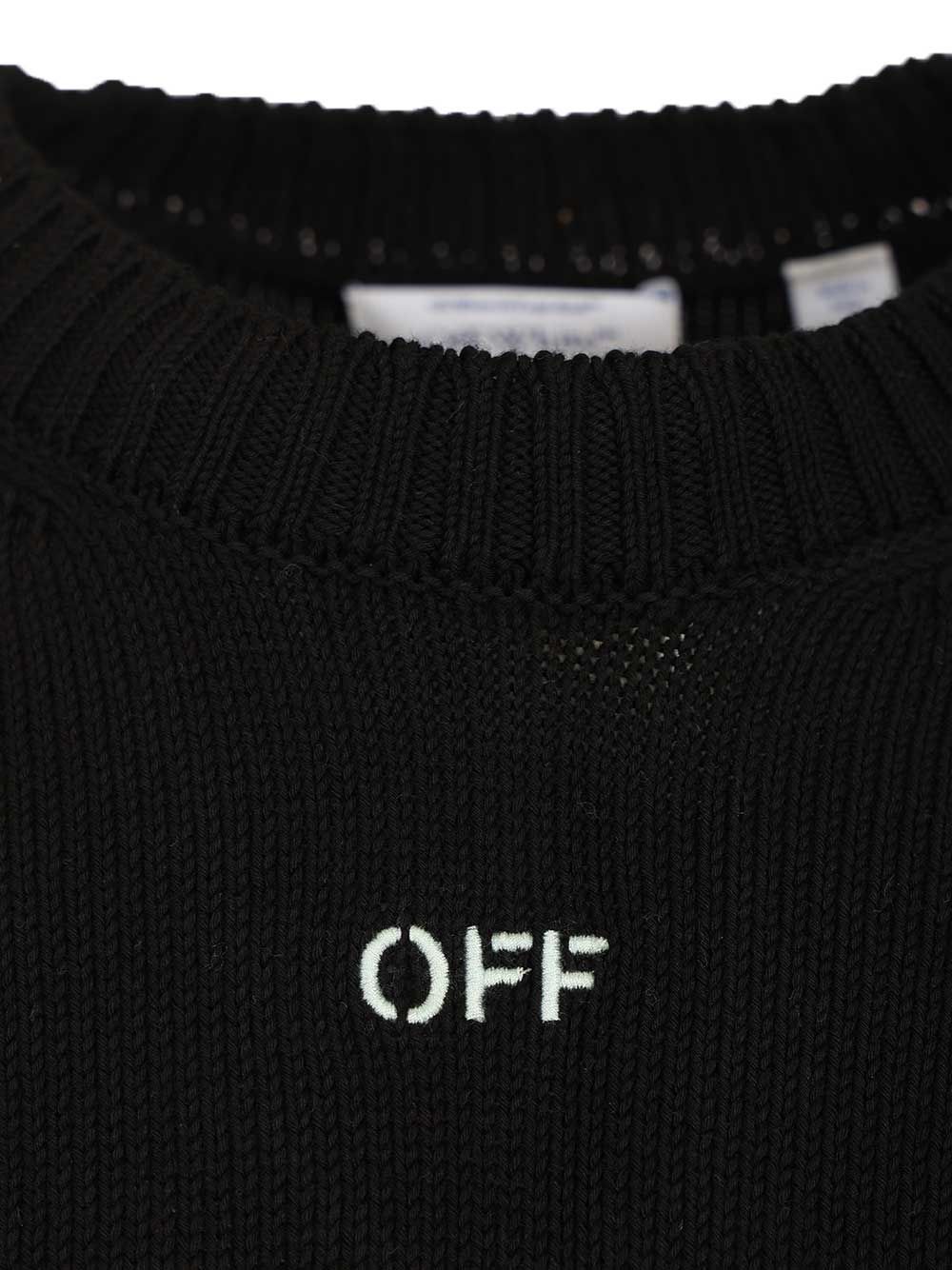 Arrow Embroidery Sweater Black Cotton Knitwear