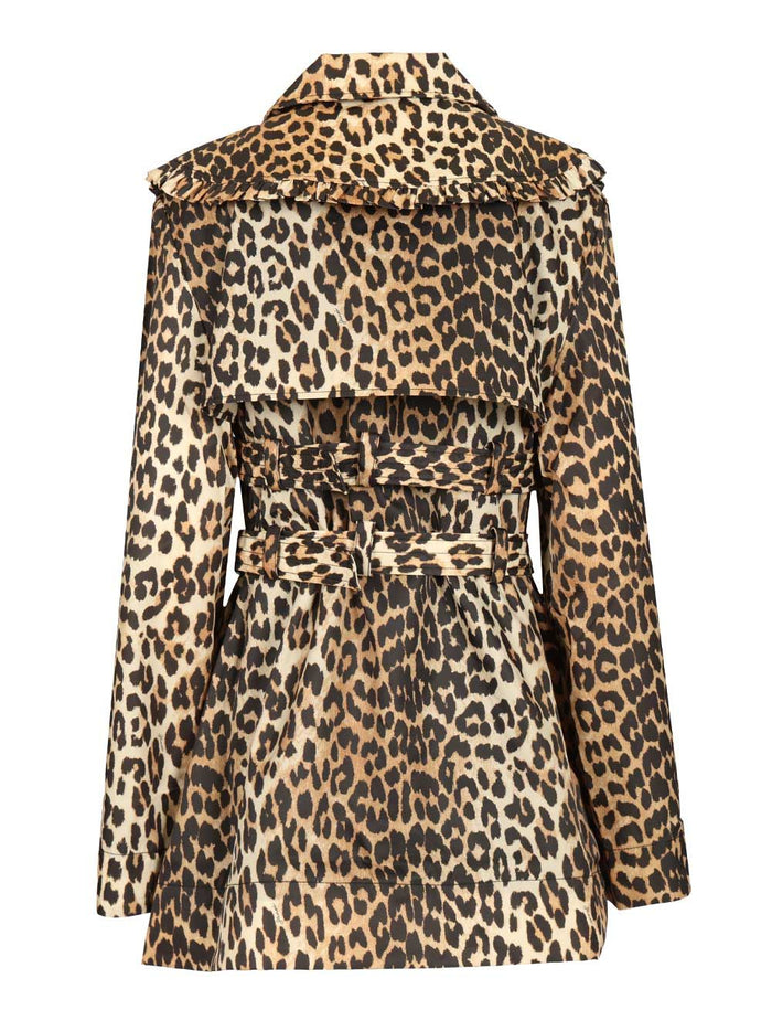 Short Duchesse Trench Coat with Animal Print Animalier Recycled Polyamide