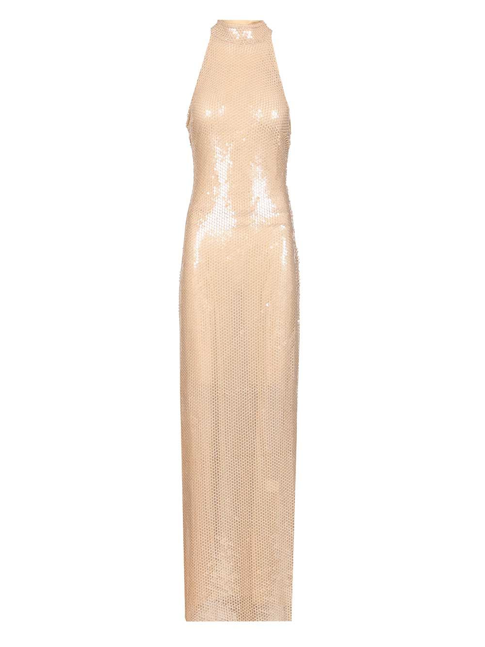 Chantal long dress in tulle with sequins Rose Poliestere