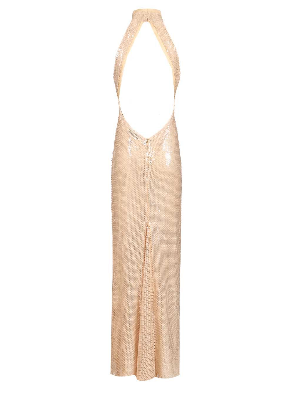 Chantal long dress in tulle with sequins Rose Poliestere