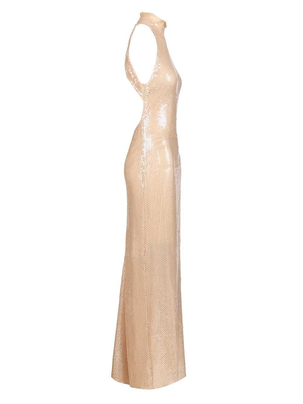 Chantal long dress in tulle with sequins Rose Poliestere