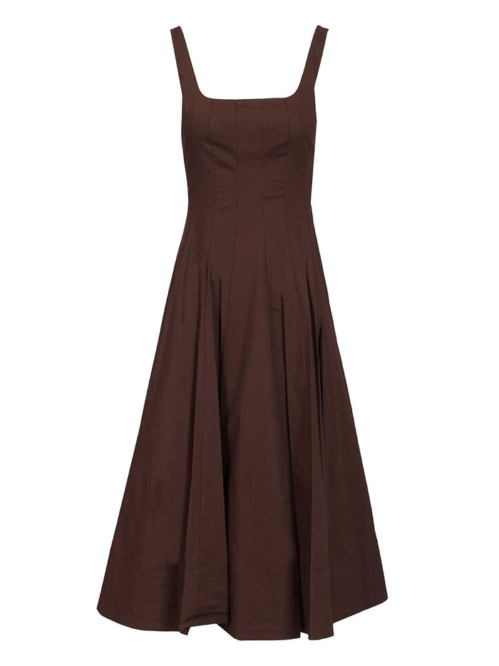 Wells dress in cotton poplin Brown Co Ea