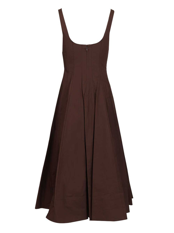 Wells dress in cotton poplin Brown Co Ea