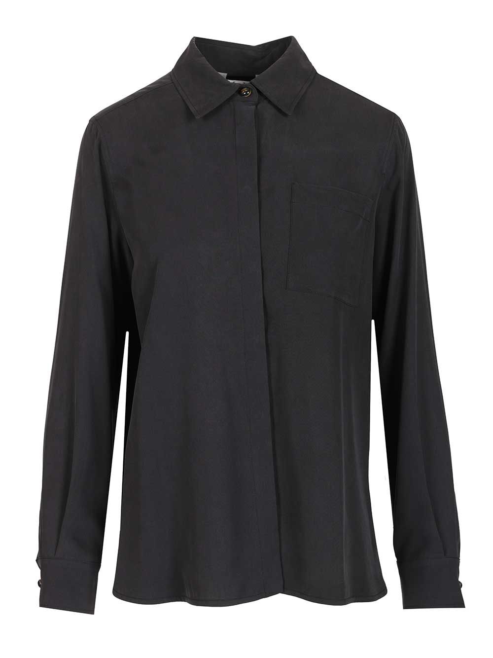 Siamese Shirt Washed Silk Blue Seta