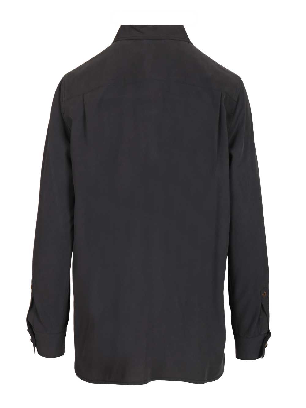 Siamese Shirt Washed Silk Blue Seta