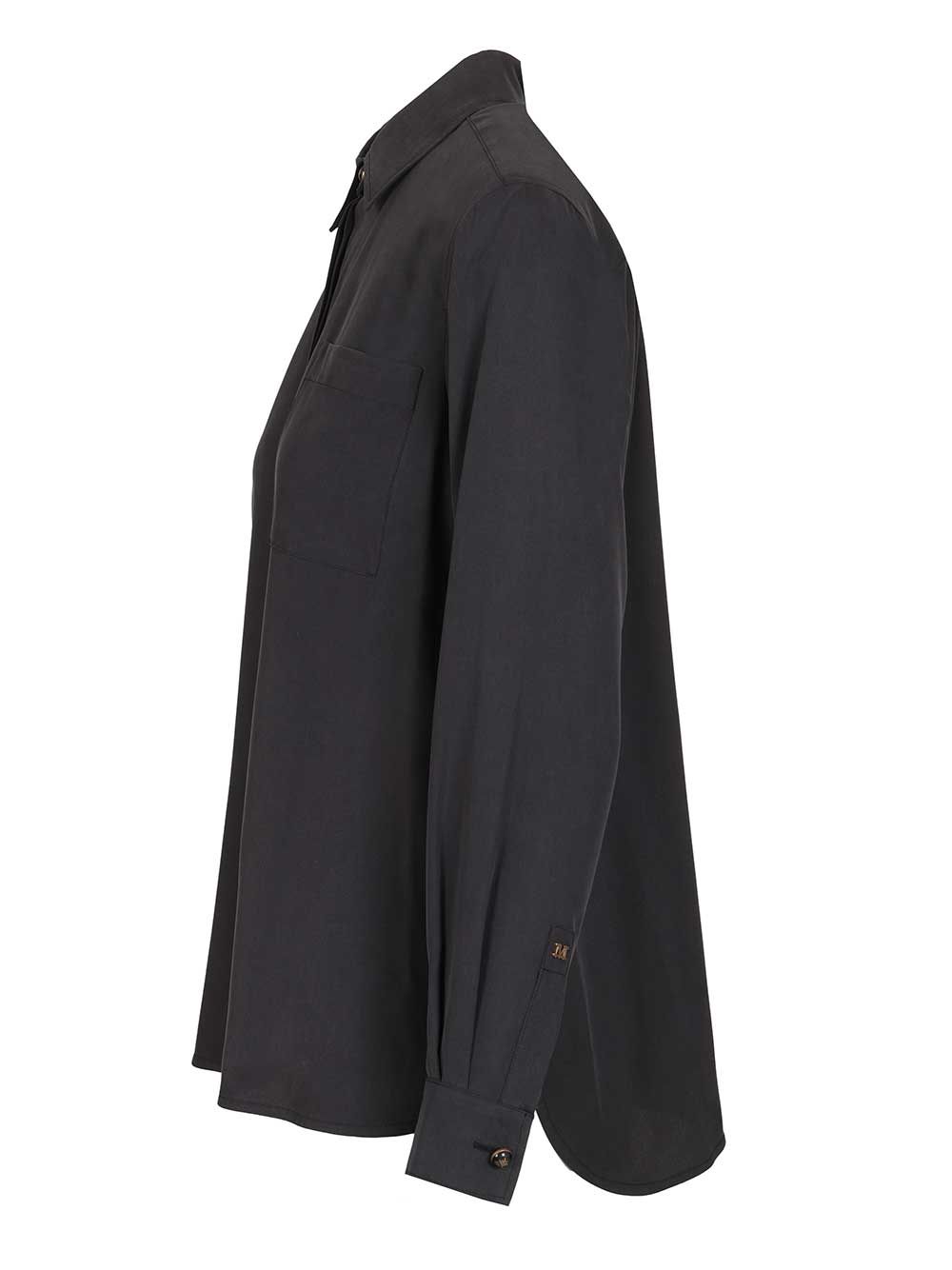 Siamese Shirt Washed Silk Blue Seta