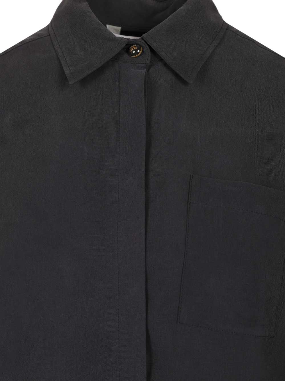 Siamese Shirt Washed Silk Blue Seta