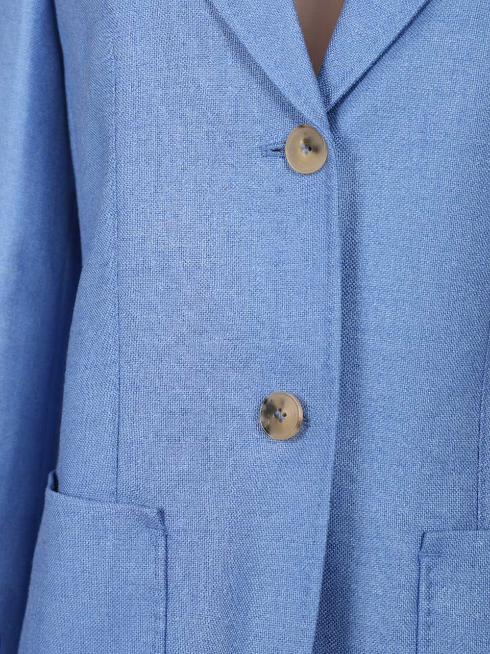 Single-breasted wool and silk canvas blazer Light Blue Seta Jacket