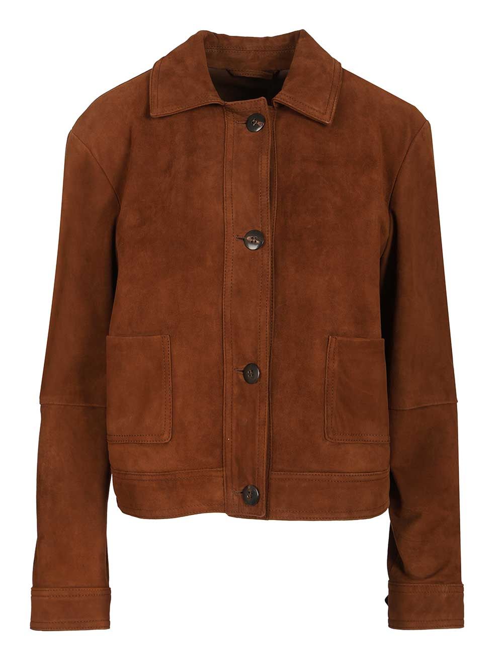 Boxy Suede Jacket Brown
