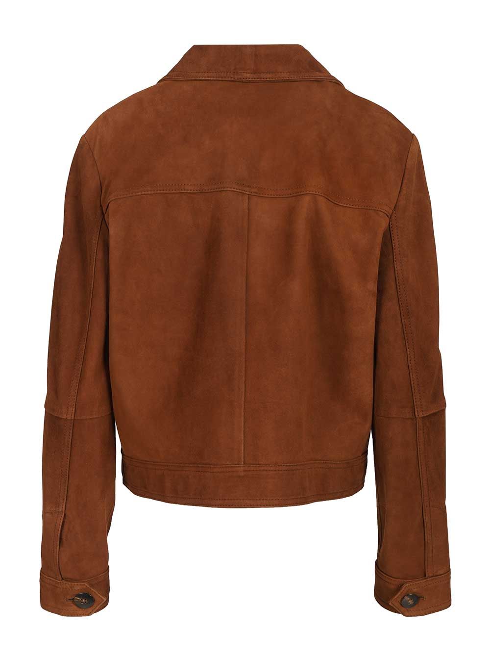 Boxy Suede Jacket Brown