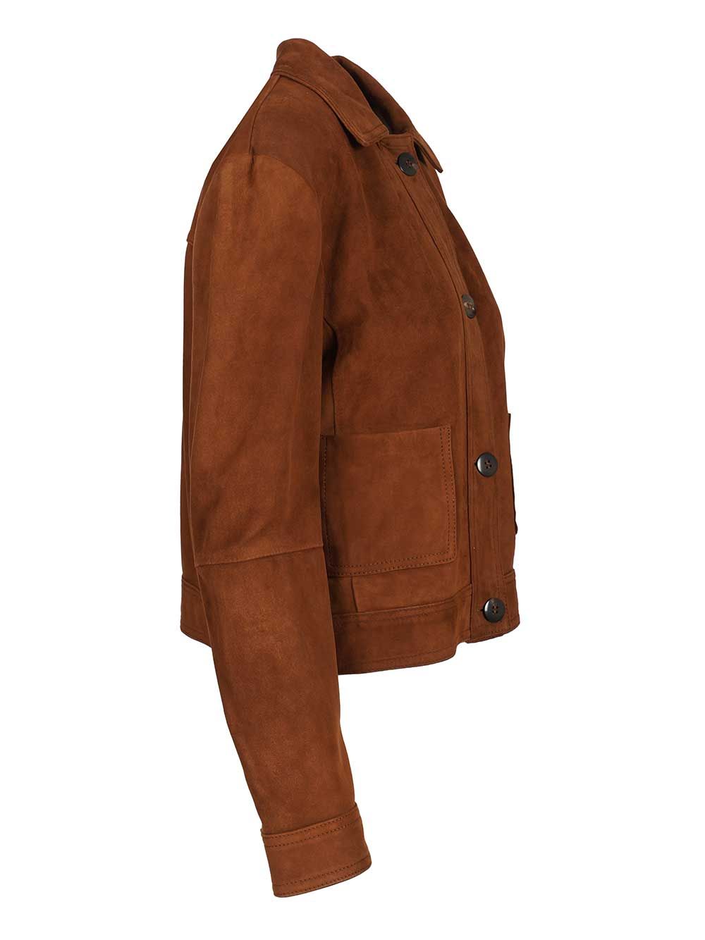 Boxy Suede Jacket Brown