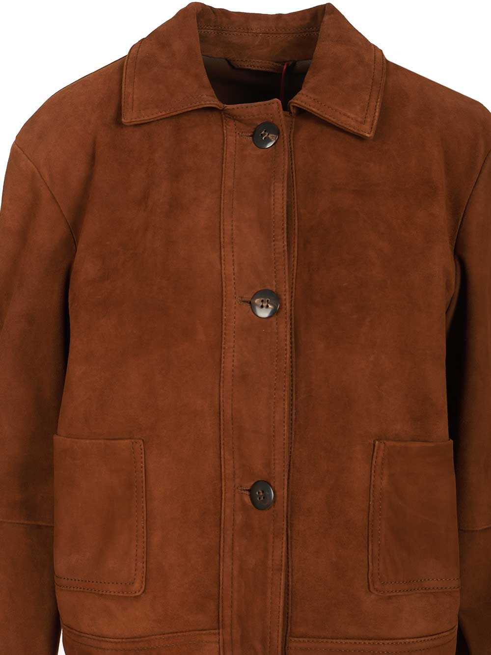 Boxy Suede Jacket Brown